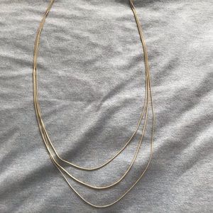 Gold long layered necklace